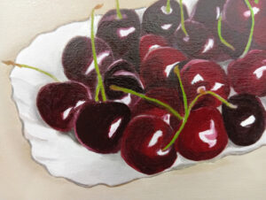 Cerises Rouges Gabriel Riesnert_24x18_Huile sur bois_2025_2
