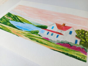 Lac dans un paysage Gabriel Riesnert_Dessin Crayons de couleur_A3_2026_5