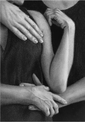 Etreinte I Aurélie Sicas_Fusain sur papier_30x24cm_2026